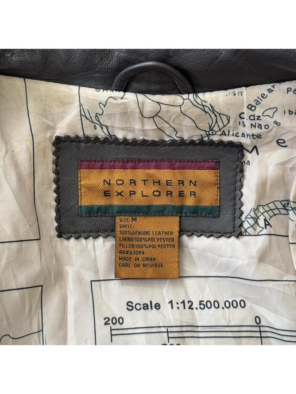 Vintage 80s Map Interior Leather Jacket - Picture 3 of 7